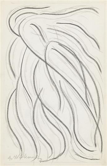 ABRAHAM WALKOWITZ Group of three abstract pencil drawings of Isadora Duncan.